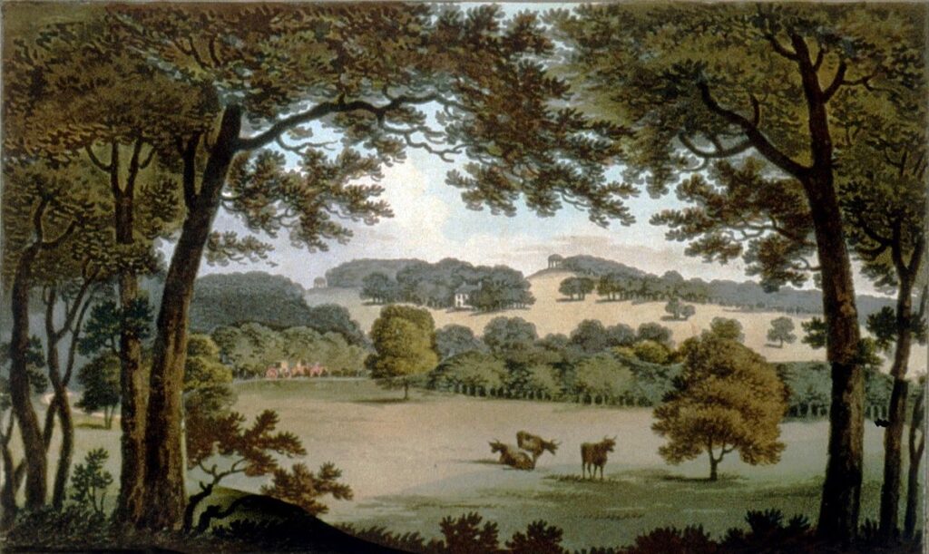 Repton - Illustration of Wentworth Woodhouse, South Yorkshire before proposed landscaping