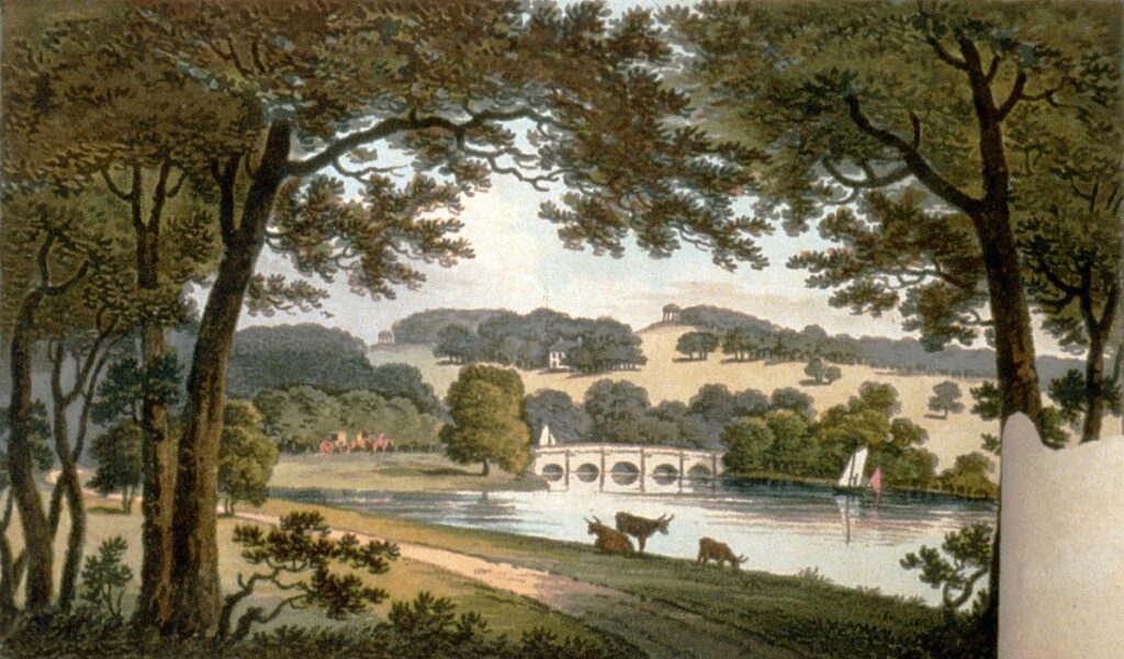Repton - Illustration of Wentworth Woodhouse, South Yorkshire after proposed landscaping